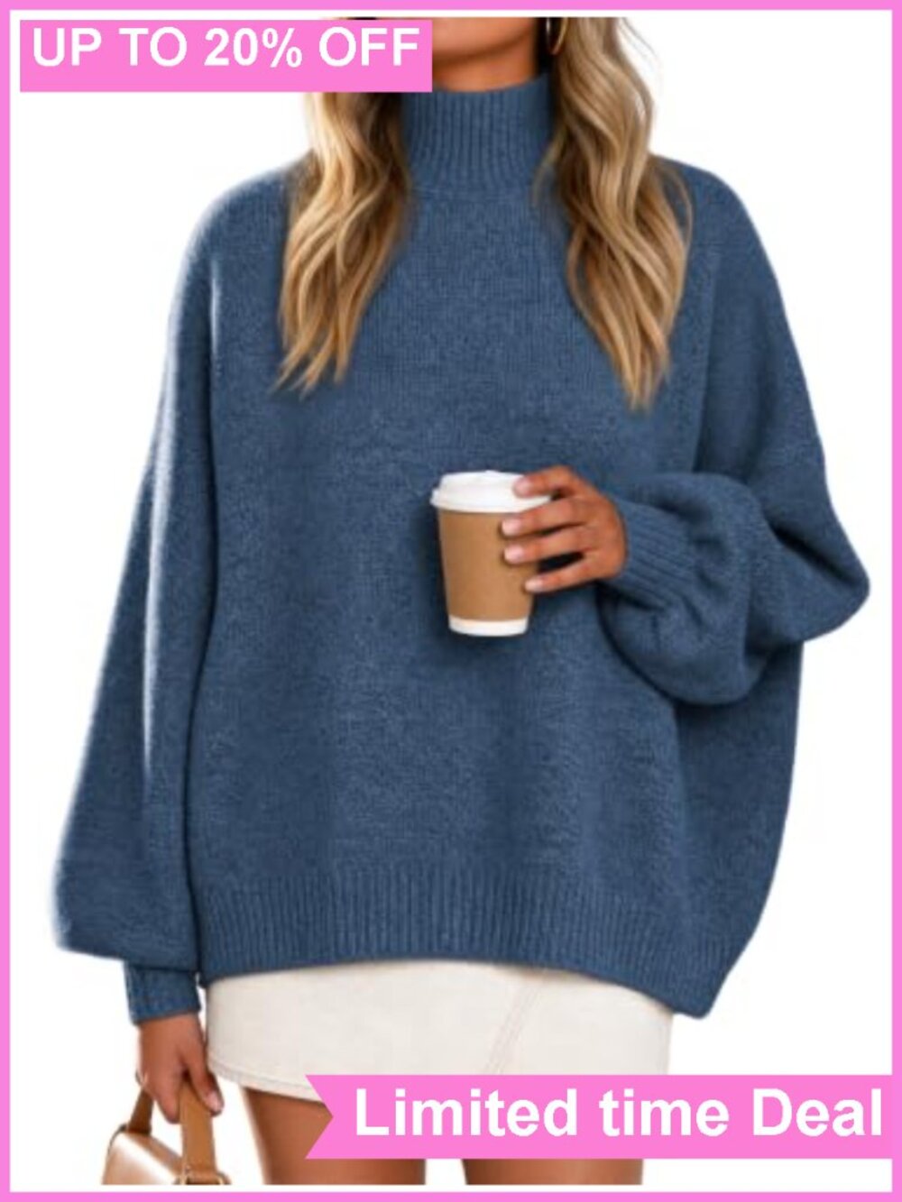Womens Oversized Turtleneck Sweater Fuzzy Knit Pullover Long Sleeve